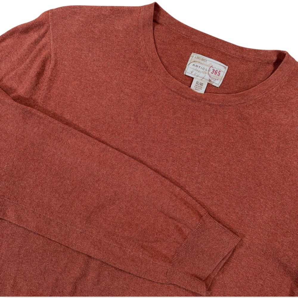 Article 365 Crew Neck Sweater Mens XL Orange Cotton Cashmere Blend Pullover